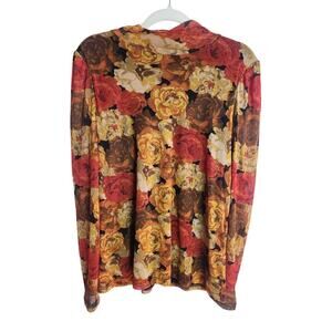 Jane and Delancey mesh floral top sz L lined mock neck boho disco party date